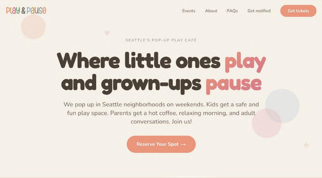 The Play and Pause homepage, headed 